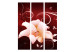 Room Divider Screen Love Message (3-piece) - beautiful white lily and red background 124058 additionalThumb 3