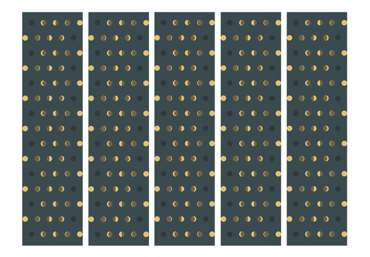 Room Separator Polka Dots II (5-piece) - golden dots pattern on a dark background 124158 additionalImage 3