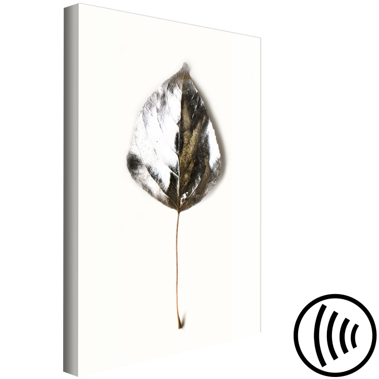 Canvas Print Leaf in glamor style - silver plant motif on beige background 124958 additionalImage 6