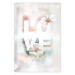 Poster Colorful Love - English text with flowers on a blurred background 125258