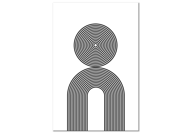 Canvas Art Print Hypnotic lines - black and white abstraction depicting circles 125658