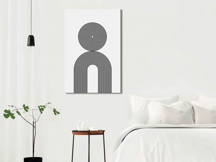 Canvas Art Print Hypnotic lines - black and white abstraction depicting circles 125658 additionalImage 3