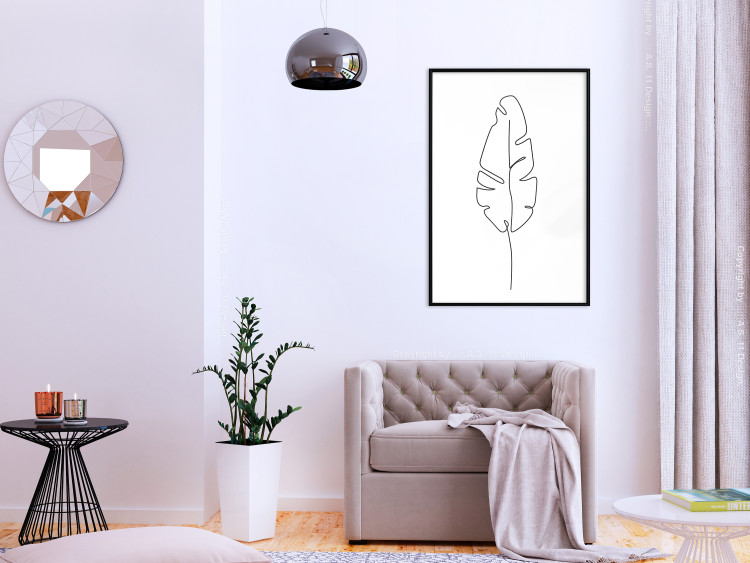 Wall Poster Loneliness in Flight - black leaf pattern on a contrasting white background 125758 additionalImage 3