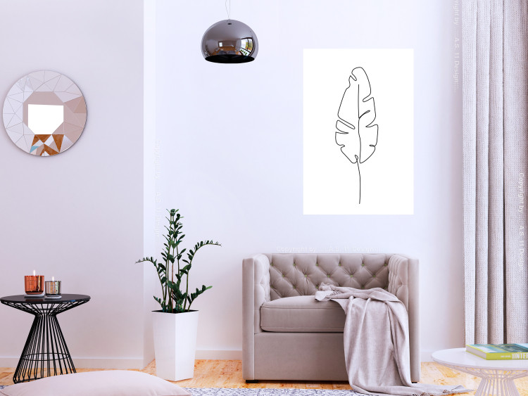 Wall Poster Loneliness in Flight - black leaf pattern on a contrasting white background 125758 additionalImage 17