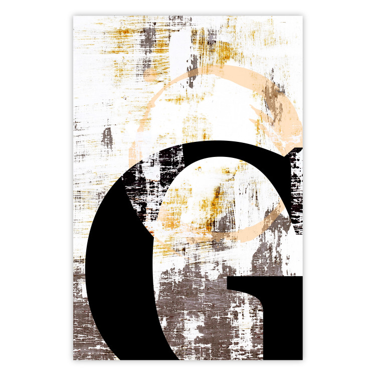 Wall Poster Letter G - black letter among abstract patterns on white background 127858