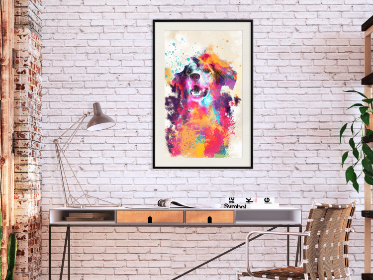 Poster Watercolor Dog - unique colorful abstraction with domestic animal 128858 additionalImage 24