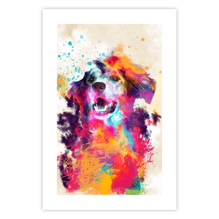 Poster Watercolor Dog - unique colorful abstraction with domestic animal 128858 additionalImage 25