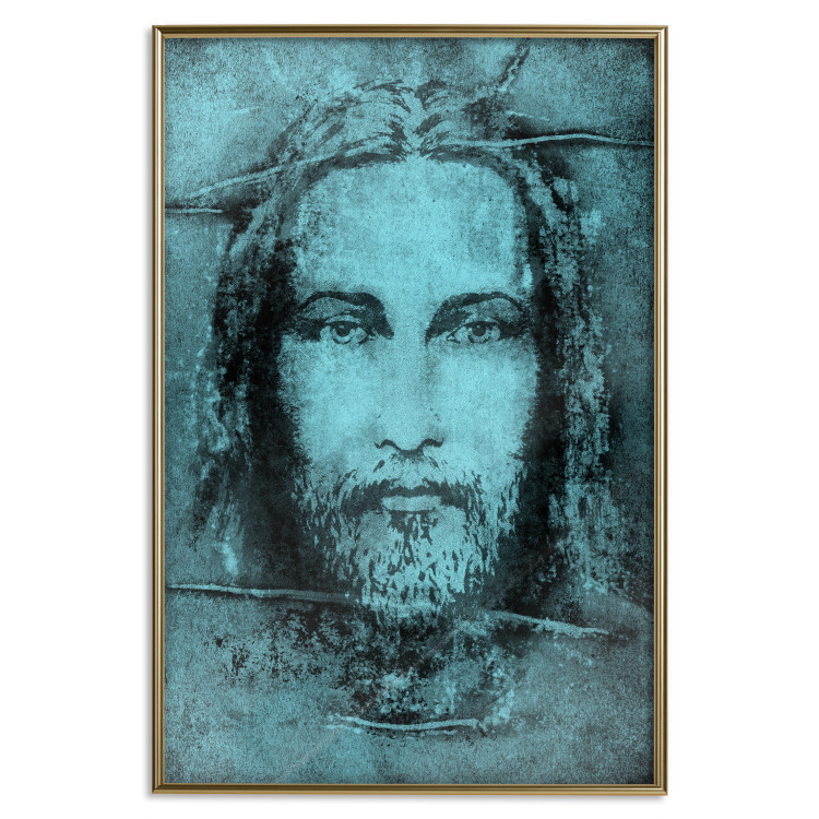 Poster Turin Shroud in Turquoise - sacred composition with a portrait of Jesus 129358 additionalImage 17