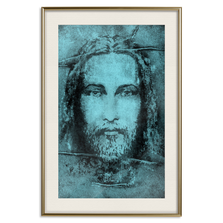 Poster Turin Shroud in Turquoise - sacred composition with a portrait of Jesus 129358 additionalImage 20