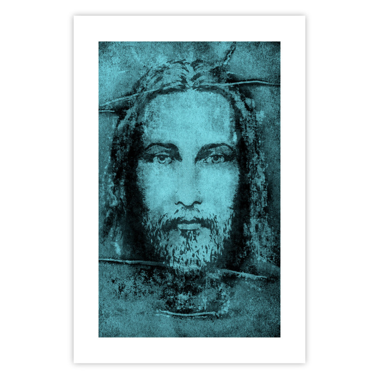 Poster Turin Shroud in Turquoise - sacred composition with a portrait of Jesus 129358 additionalImage 25
