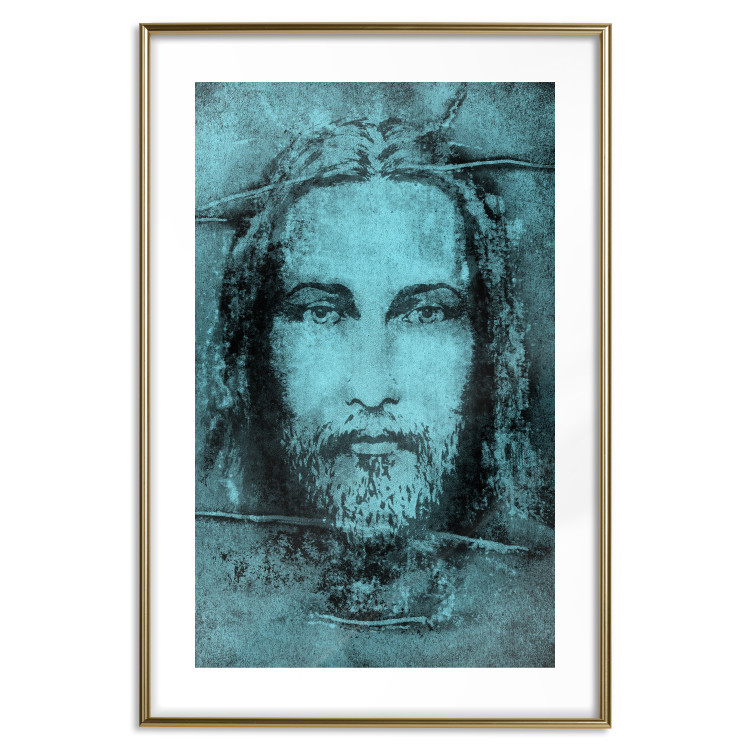 Poster Turin Shroud in Turquoise - sacred composition with a portrait of Jesus 129358 additionalImage 16