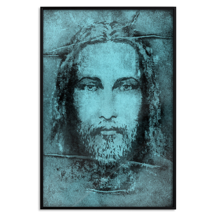 Poster Turin Shroud in Turquoise - sacred composition with a portrait of Jesus 129358 additionalImage 18