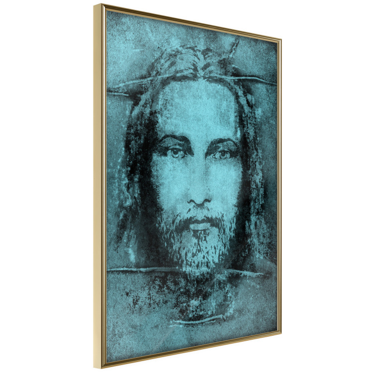 Poster Turin Shroud in Turquoise - sacred composition with a portrait of Jesus 129358 additionalImage 12