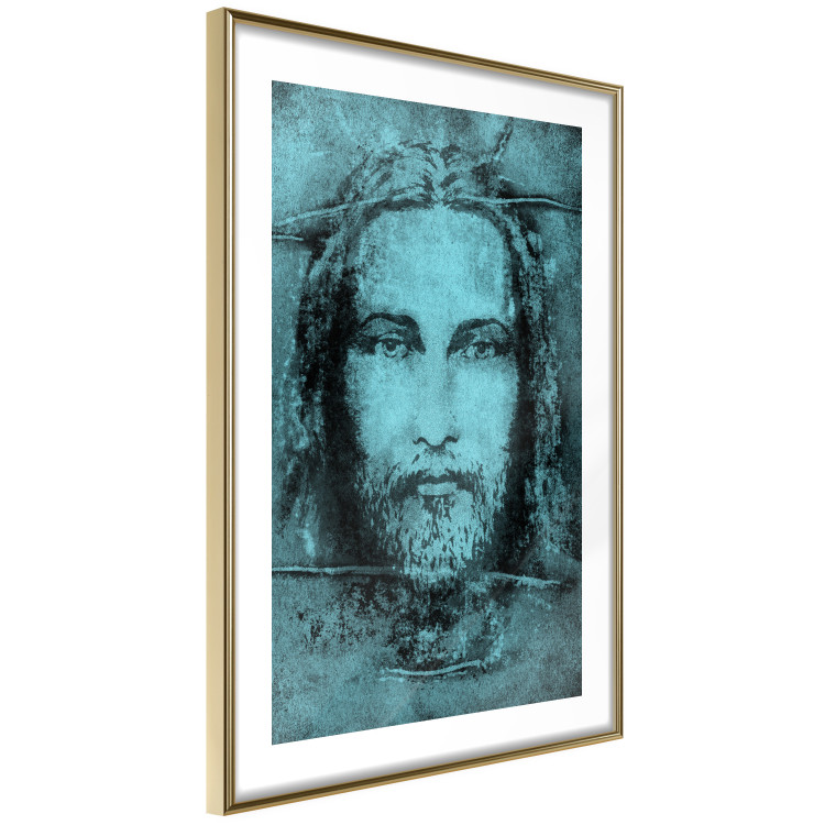 Poster Turin Shroud in Turquoise - sacred composition with a portrait of Jesus 129358 additionalImage 7