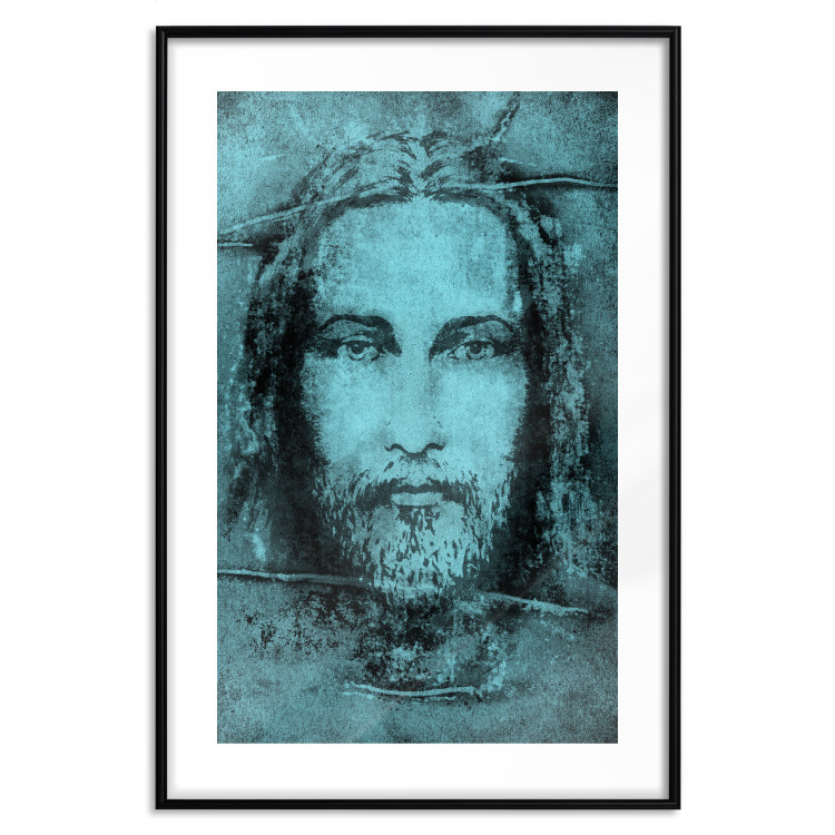 Poster Turin Shroud in Turquoise - sacred composition with a portrait of Jesus 129358 additionalImage 15