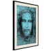 Poster Turin Shroud in Turquoise - sacred composition with a portrait of Jesus 129358 additionalThumb 2