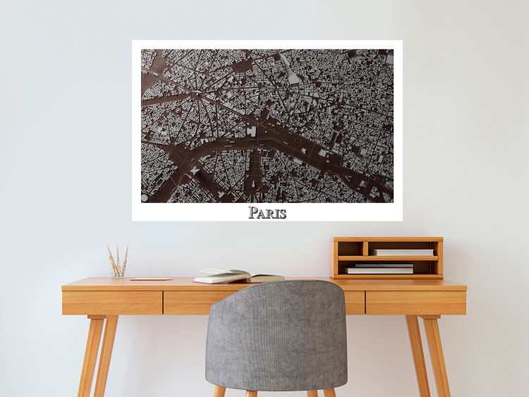Wall Poster Brown Map of Paris - city map and English text on a white background 130758 additionalImage 2