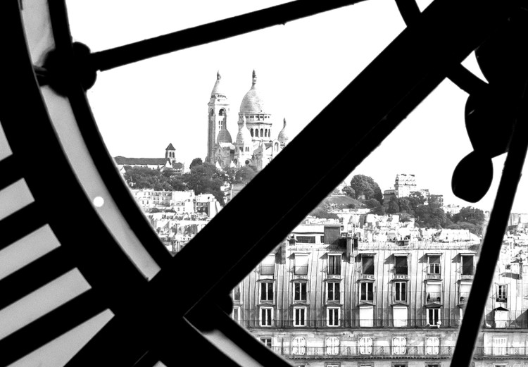 Canvas Print Sacré-Coeur basilica clock - black-white graphic of Paris architecture 132258 additionalImage 5