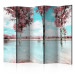 Room Separator Autumn Landscape II (5-piece) - pink trees amidst the lake 132558