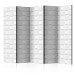 Room Divider Screen Abstract Screen II (5-piece) - white geometric composition 132658