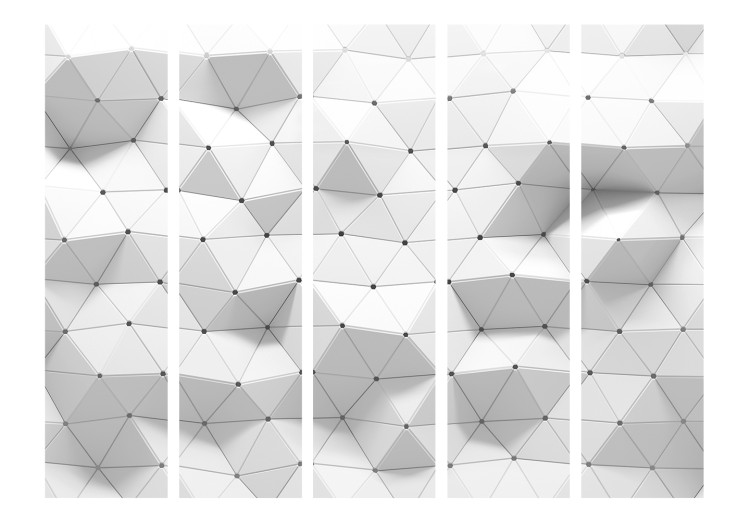 Folding Screen Amazing Symmetry II (5-piece) - geometric triangles in 3D 132858 additionalImage 3