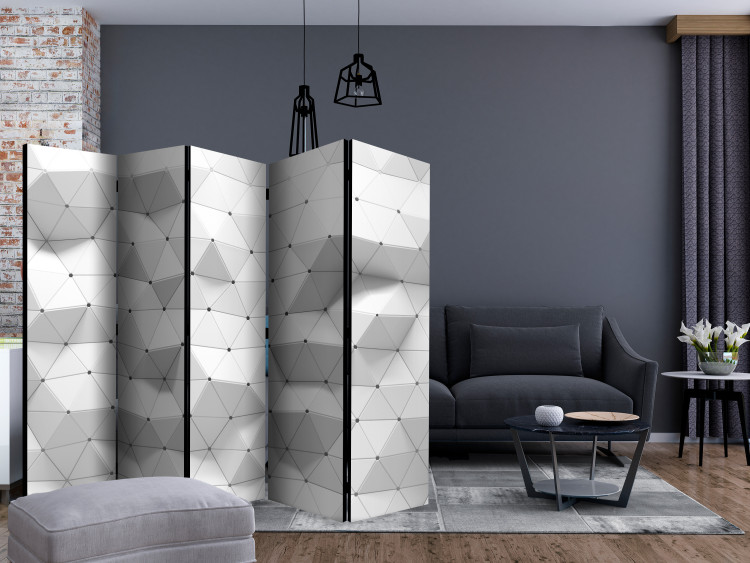 Folding Screen Amazing Symmetry II (5-piece) - geometric triangles in 3D 132858 additionalImage 4
