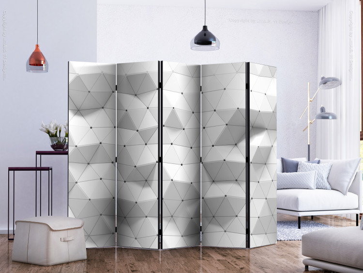 Folding Screen Amazing Symmetry II (5-piece) - geometric triangles in 3D 132858 additionalImage 2