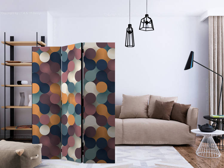 Folding Screen Colorful Particles (3-piece) - colorful composition in circular pattern 133158 additionalImage 4