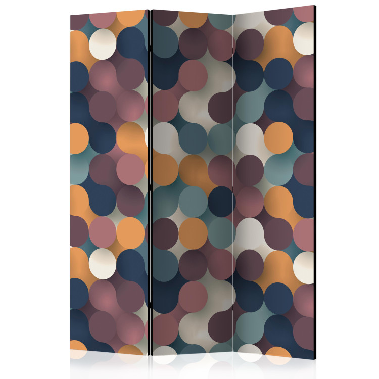 Folding Screen Colorful Particles (3-piece) - colorful composition in circular pattern 133158