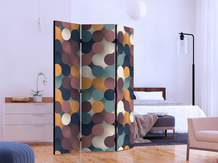 Folding Screen Colorful Particles (3-piece) - colorful composition in circular pattern 133158 additionalImage 2