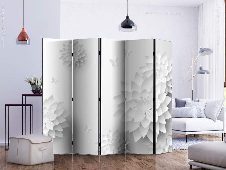 Folding Screen Oriental Flowers II (5-piece) - abstraction with floral motif 133258 additionalImage 2
