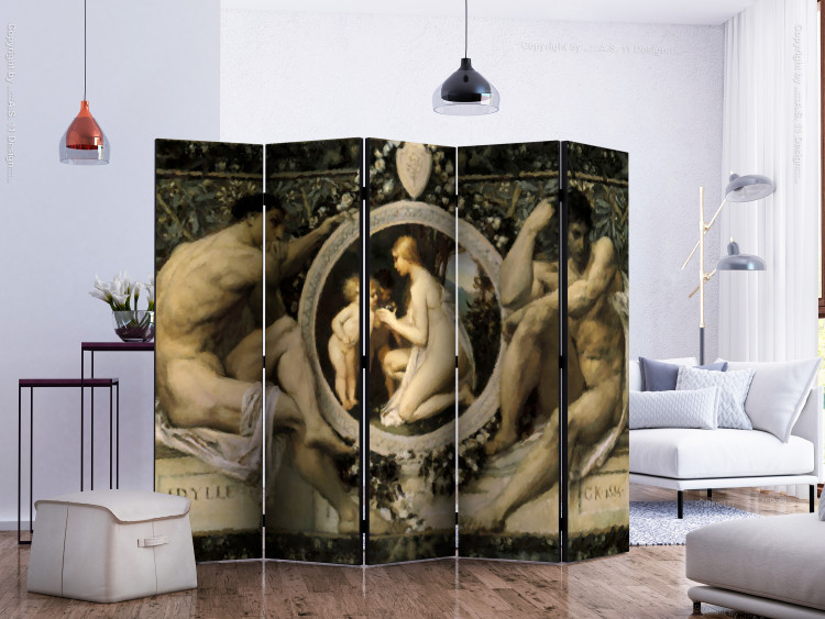 Room Divider Screen Idyll - Gustav Klimt II (5-piece) - composition with human silhouettes 133358 additionalImage 2
