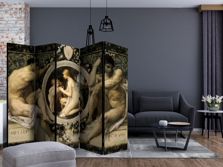 Room Divider Screen Idyll - Gustav Klimt II (5-piece) - composition with human silhouettes 133358 additionalImage 4