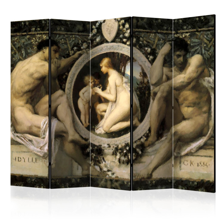 Room Divider Screen Idyll - Gustav Klimt II (5-piece) - composition with human silhouettes 133358