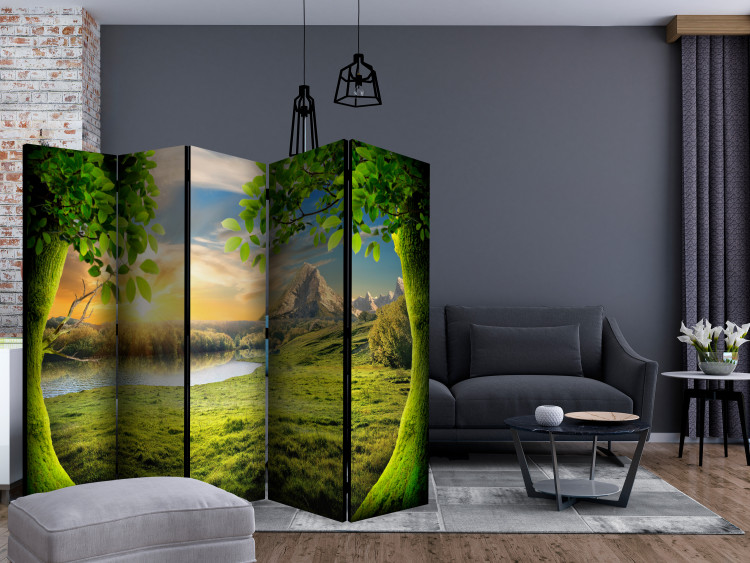 Room Divider Screen Meadow of Dreams II (5-piece) - landscape among trees overlooking a meadow 134158 additionalImage 4