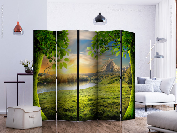 Room Divider Screen Meadow of Dreams II (5-piece) - landscape among trees overlooking a meadow 134158 additionalImage 2