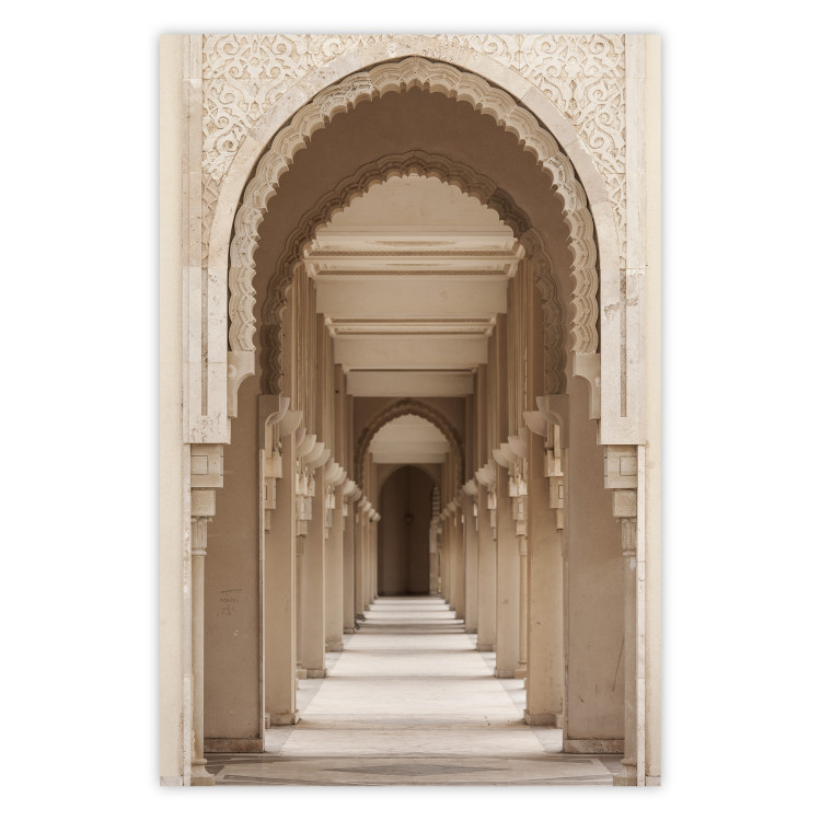 Wall Poster Oriental Arches - bright corridor architecture amidst columns in Morocco 134758