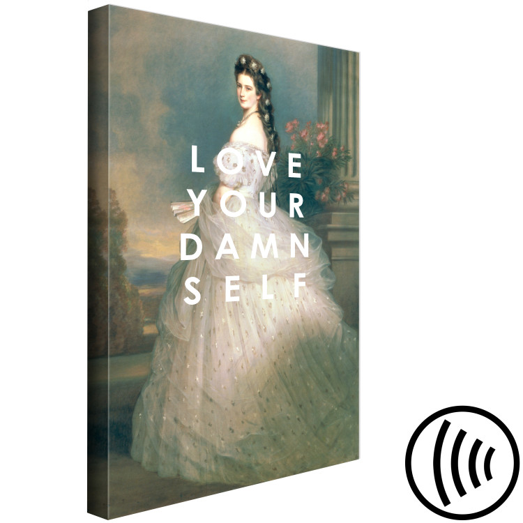 Canvas Art Print Love Your Damn Self (1-piece) Vertical - woman figure and texts 138858 additionalImage 6