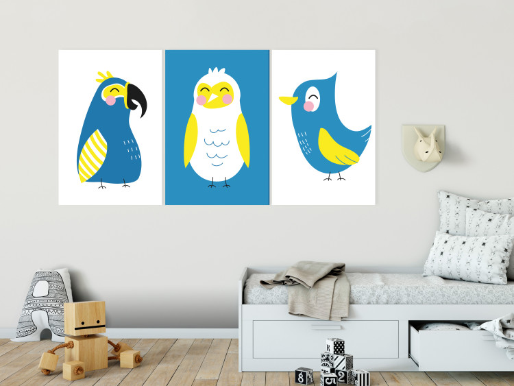 Canvas Bird Trio (3-piece) - colorful bird composition for children 143458 additionalImage 3