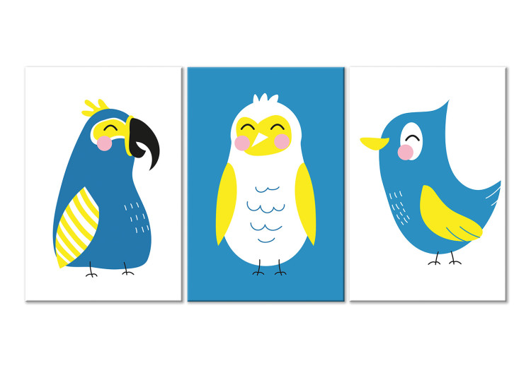 Canvas Bird Trio (3-piece) - colorful bird composition for children 143458