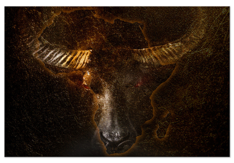 Canvas Print African Buffalo (1-piece) Wide - majestic animal on a black background 143558