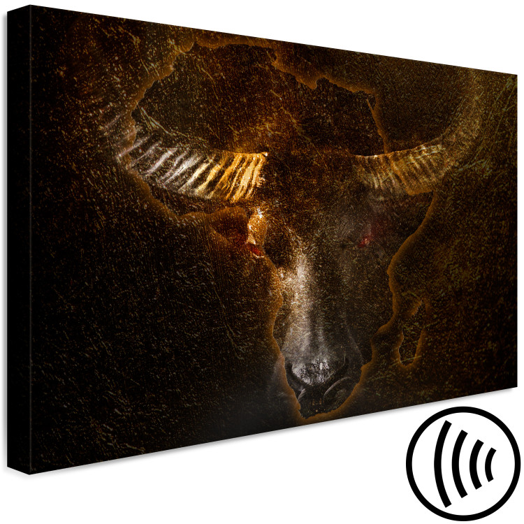 Canvas Print African Buffalo (1-piece) Wide - majestic animal on a black background 143558 additionalImage 6