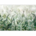 Photo Wallpaper Watercolour meadow - green leaf motif on a grey background 143858 additionalThumb 1