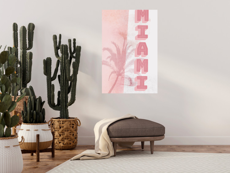 Poster Delicate Neon - Inscription Miami Made of Pink Letters 144358 additionalImage 12