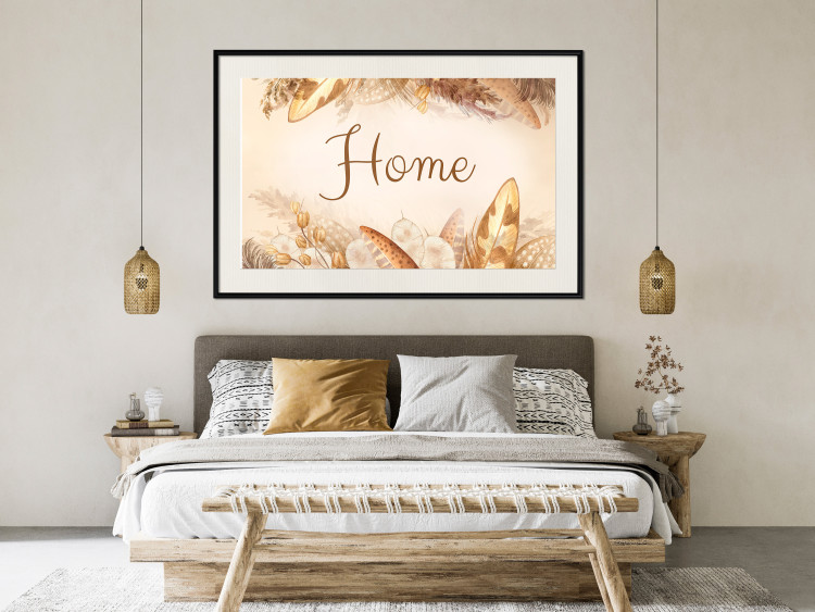 Poster Home - Inscription Among Dried Plants and Feathers in Warm Boho Shades 144758 additionalImage 17