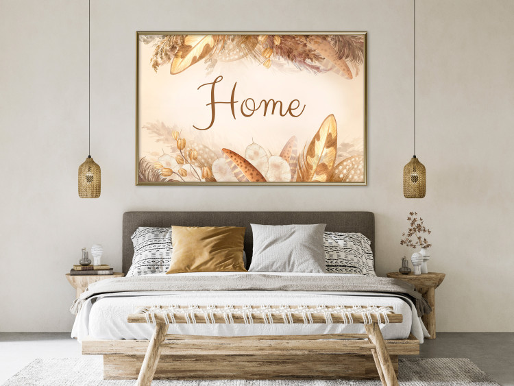 Poster Home - Inscription Among Dried Plants and Feathers in Warm Boho Shades 144758 additionalImage 15