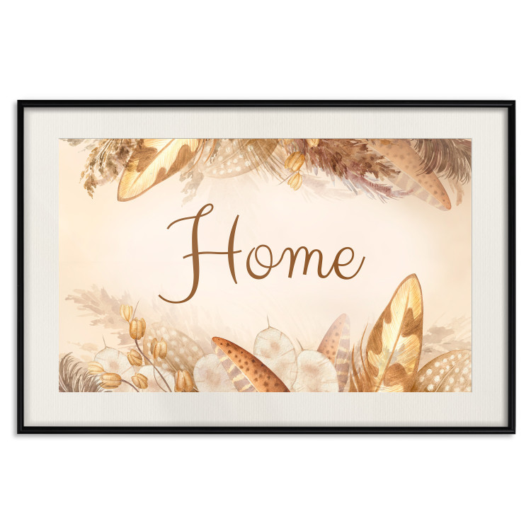 Poster Home - Inscription Among Dried Plants and Feathers in Warm Boho Shades 144758 additionalImage 26