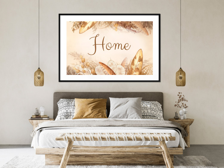 Poster Home - Inscription Among Dried Plants and Feathers in Warm Boho Shades 144758 additionalImage 14