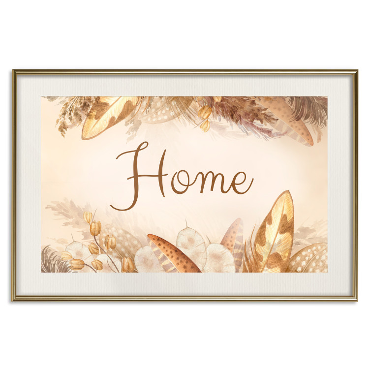Poster Home - Inscription Among Dried Plants and Feathers in Warm Boho Shades 144758 additionalImage 24