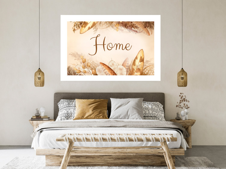 Poster Home - Inscription Among Dried Plants and Feathers in Warm Boho Shades 144758 additionalImage 12